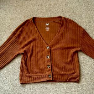 SO brown button up cropped cardigan size M